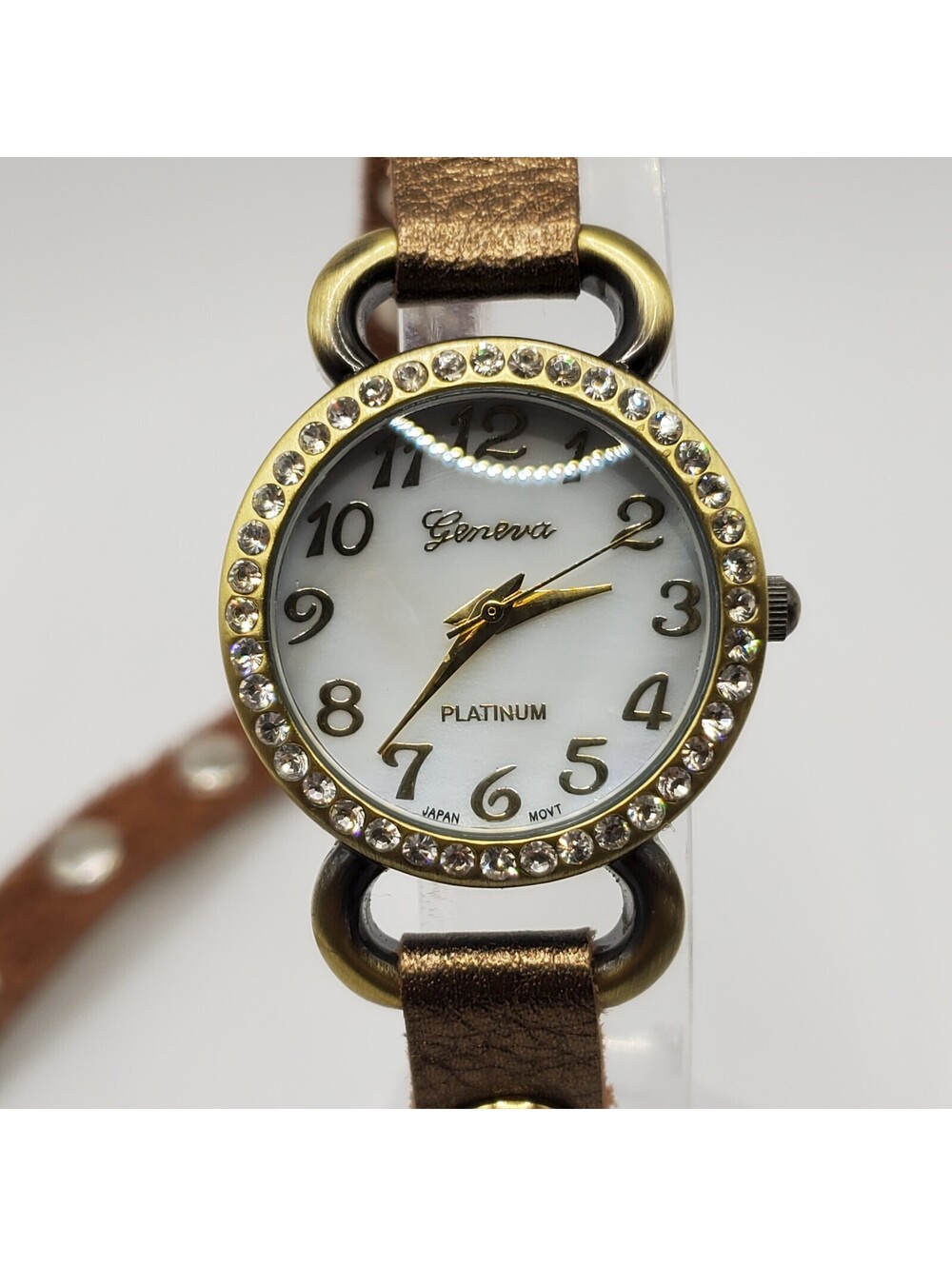 Geneva Platinum Long Strap Watch 27mm Gold Tone New Battery